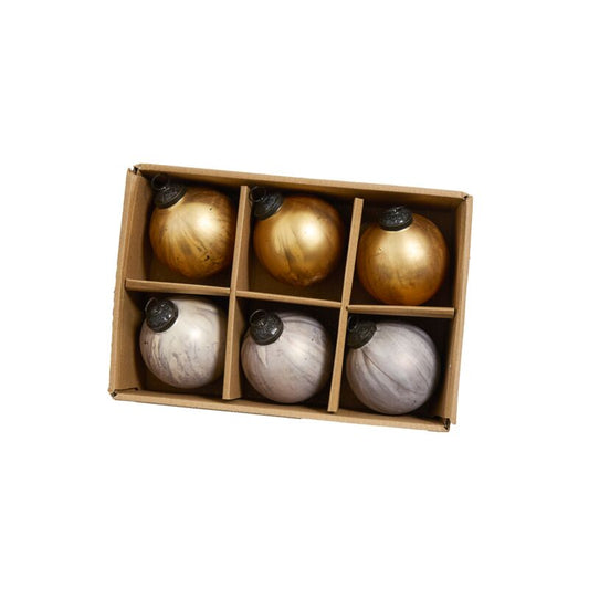 Vintage Marbled Christmas Ornaments, Set of 6
