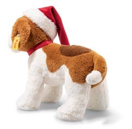 Snuffy Puppy Dog Plush with Santa Hat for Holiday