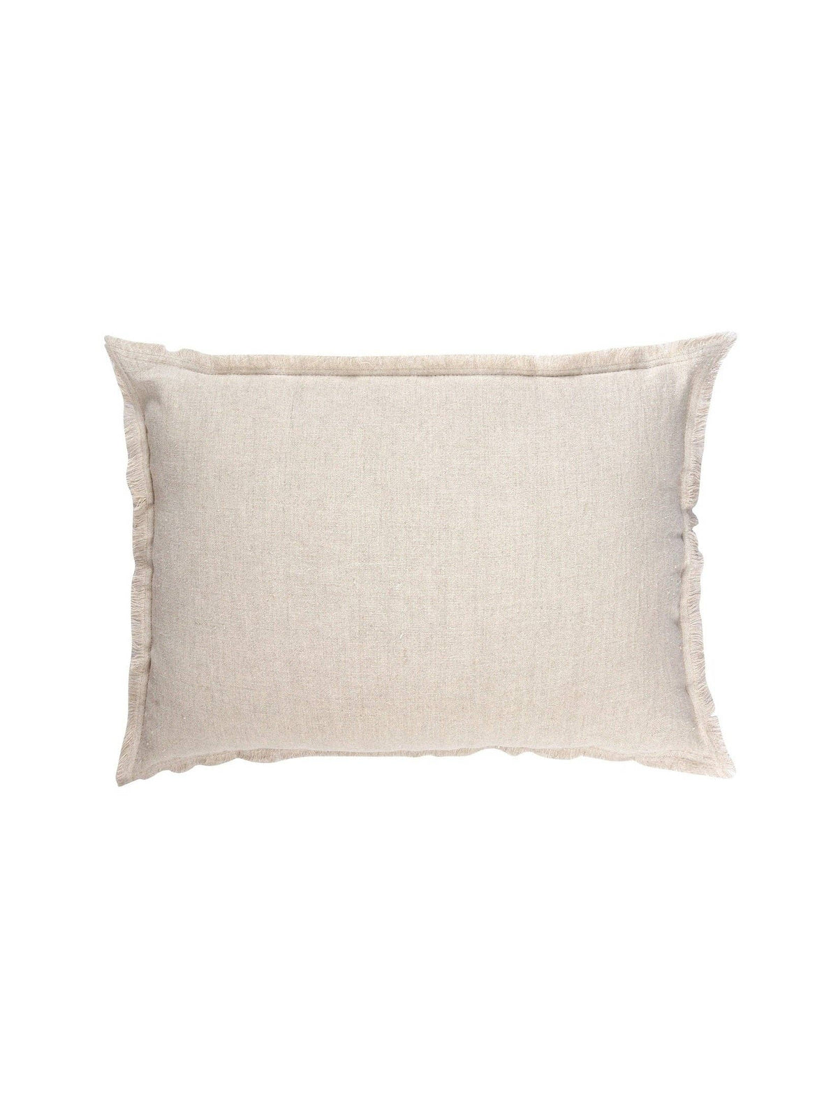 Khaki Fringe Linen Pillow | 14"x20"