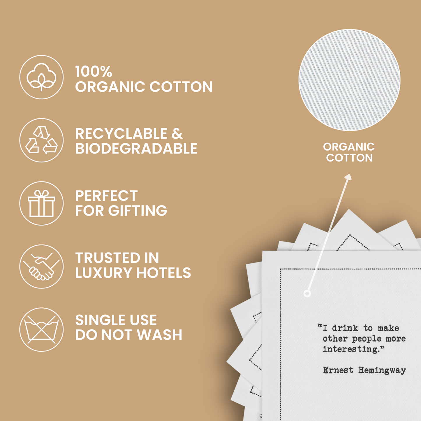Natural Linen Cocktail Napkins Set of 25