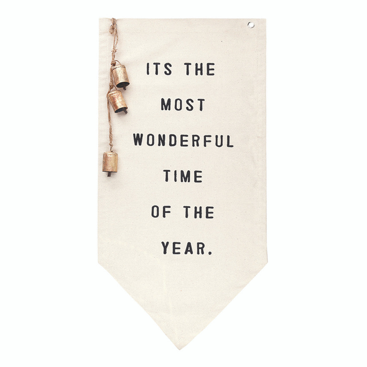 Canvas Banner with Gold Bells - Wonderful Time