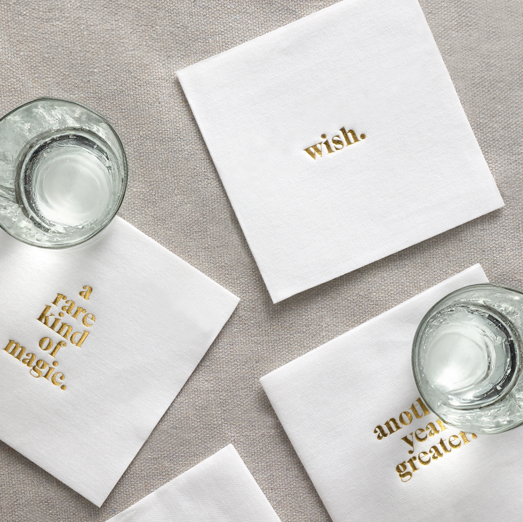 Holiday Gold Foil Cocktail Napkins, 3 Styles