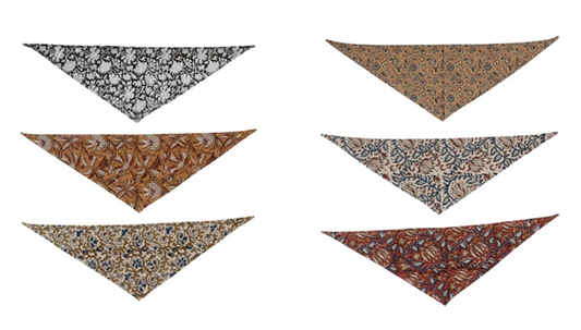 Cotton Dog Scarf w/ Block Print, Multi Color, 6 Styles (Small, Large)