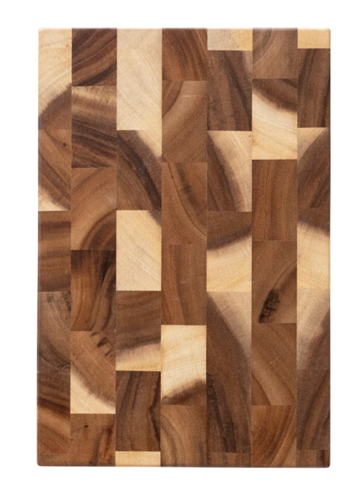 Suar Wood End Grain Cheese/Cutting Board w/ Handles