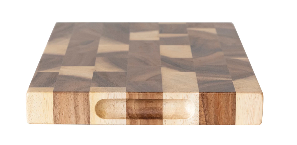Suar Wood End Grain Cheese/Cutting Board w/ Handles