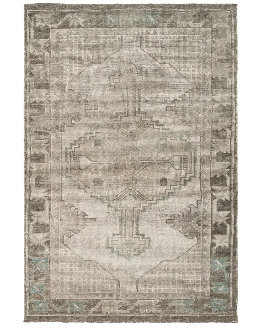Vintage-Inspired Handwoven Rug, Green Bay
