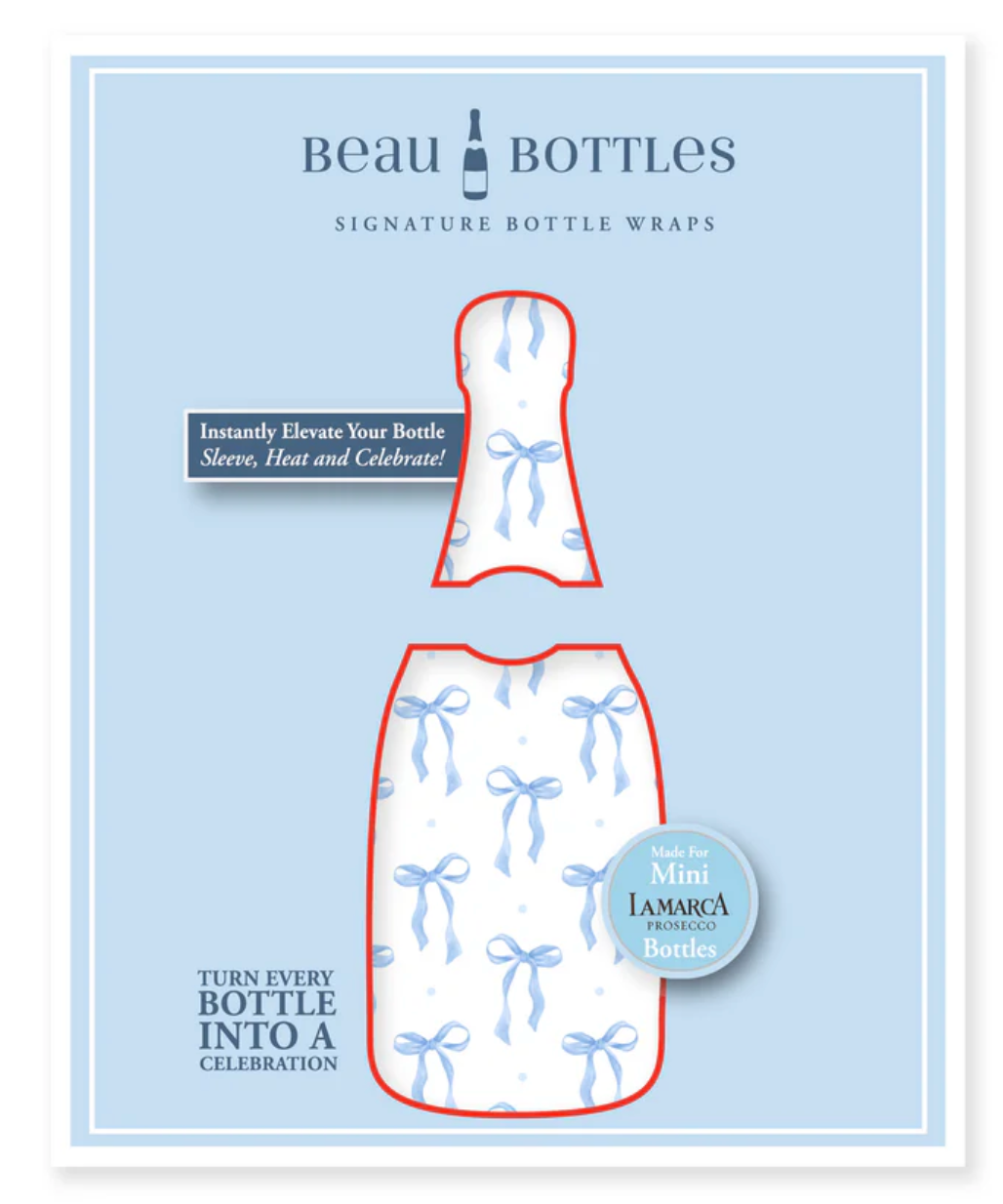 Beau Bottles Blue Bows - MINI La Marca Edition - Six Pack
