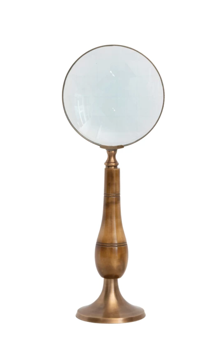 Brass & Bone Magnifying Glass on Stand