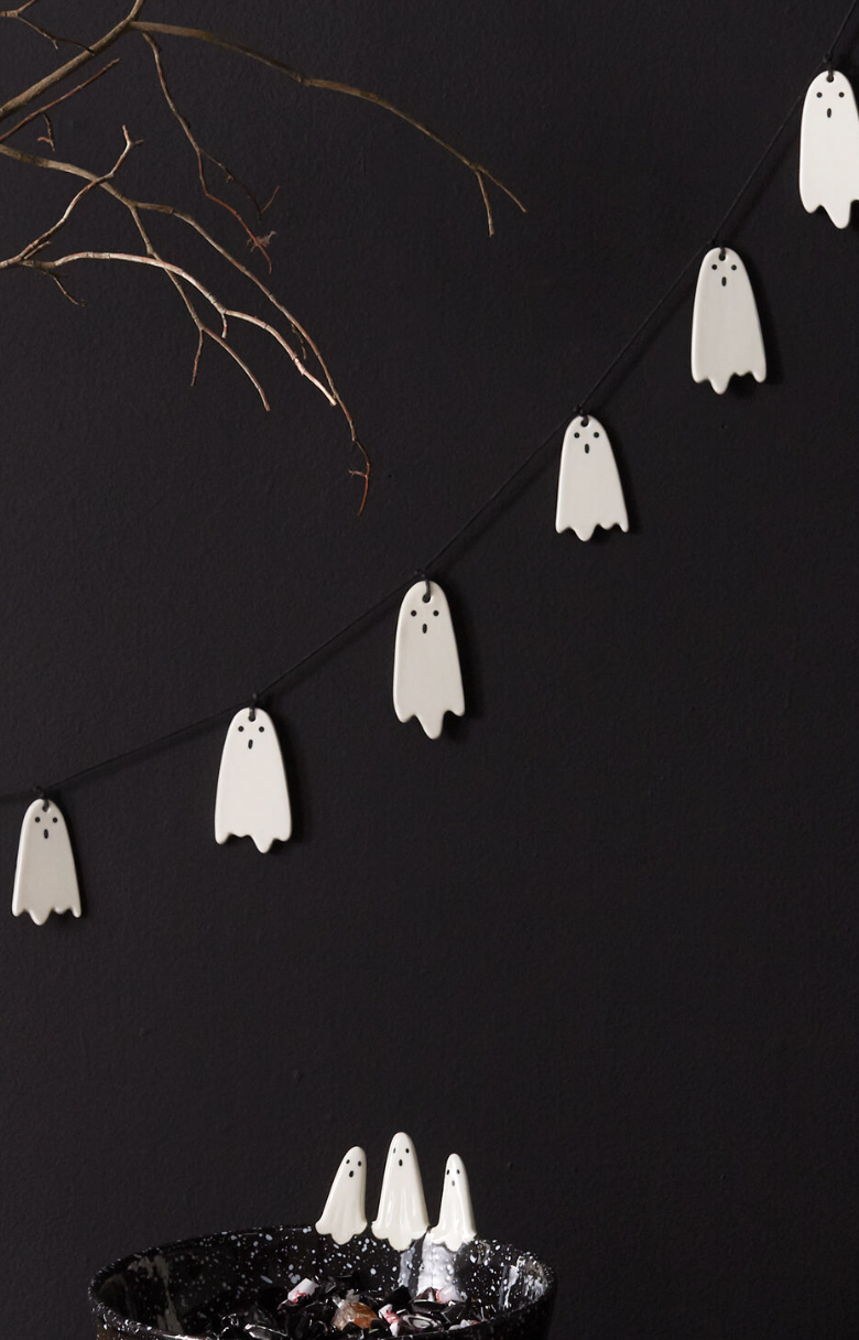 Spooky Ceramic Ghost Garland