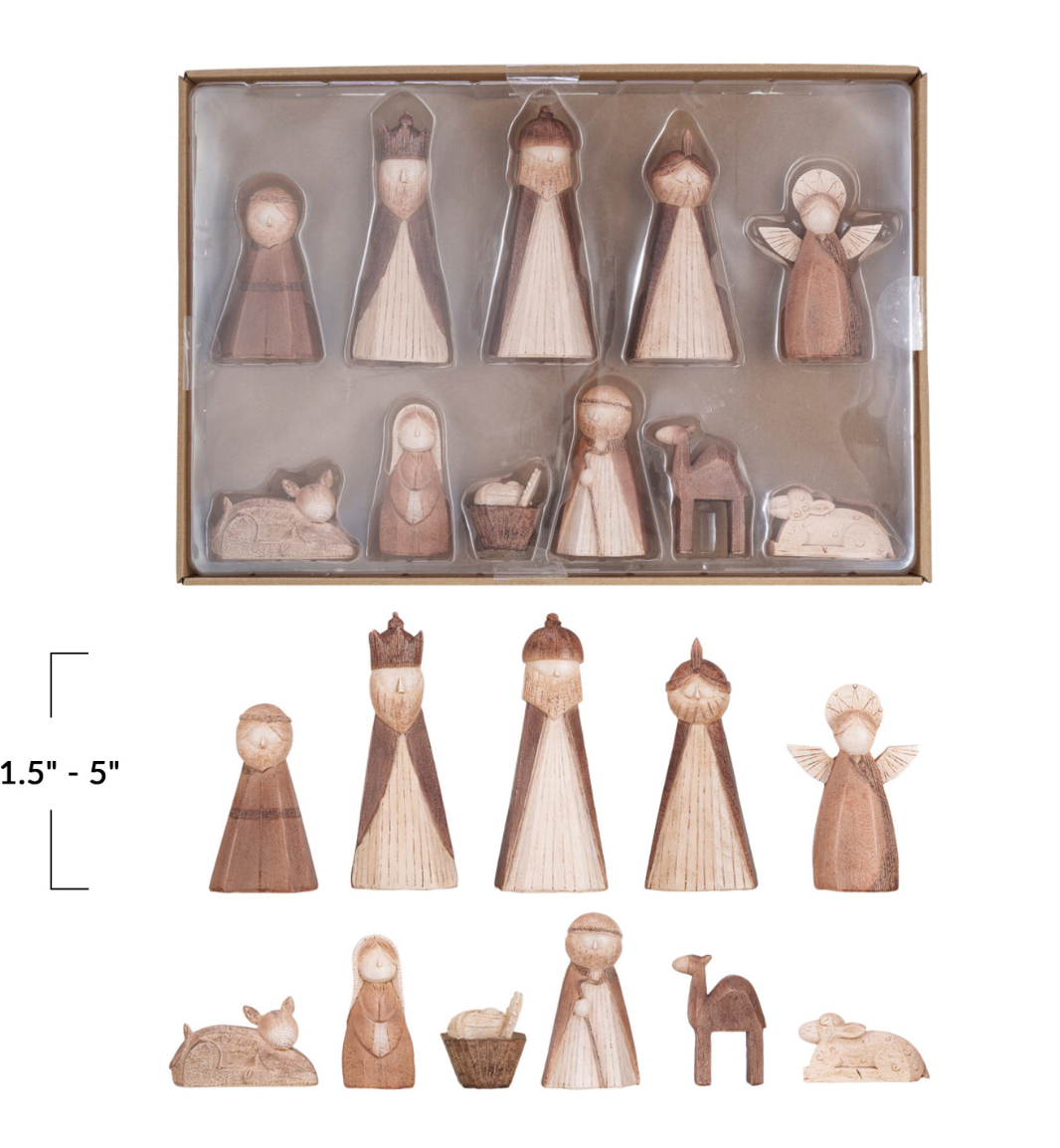 Carved Wood Nativity Set