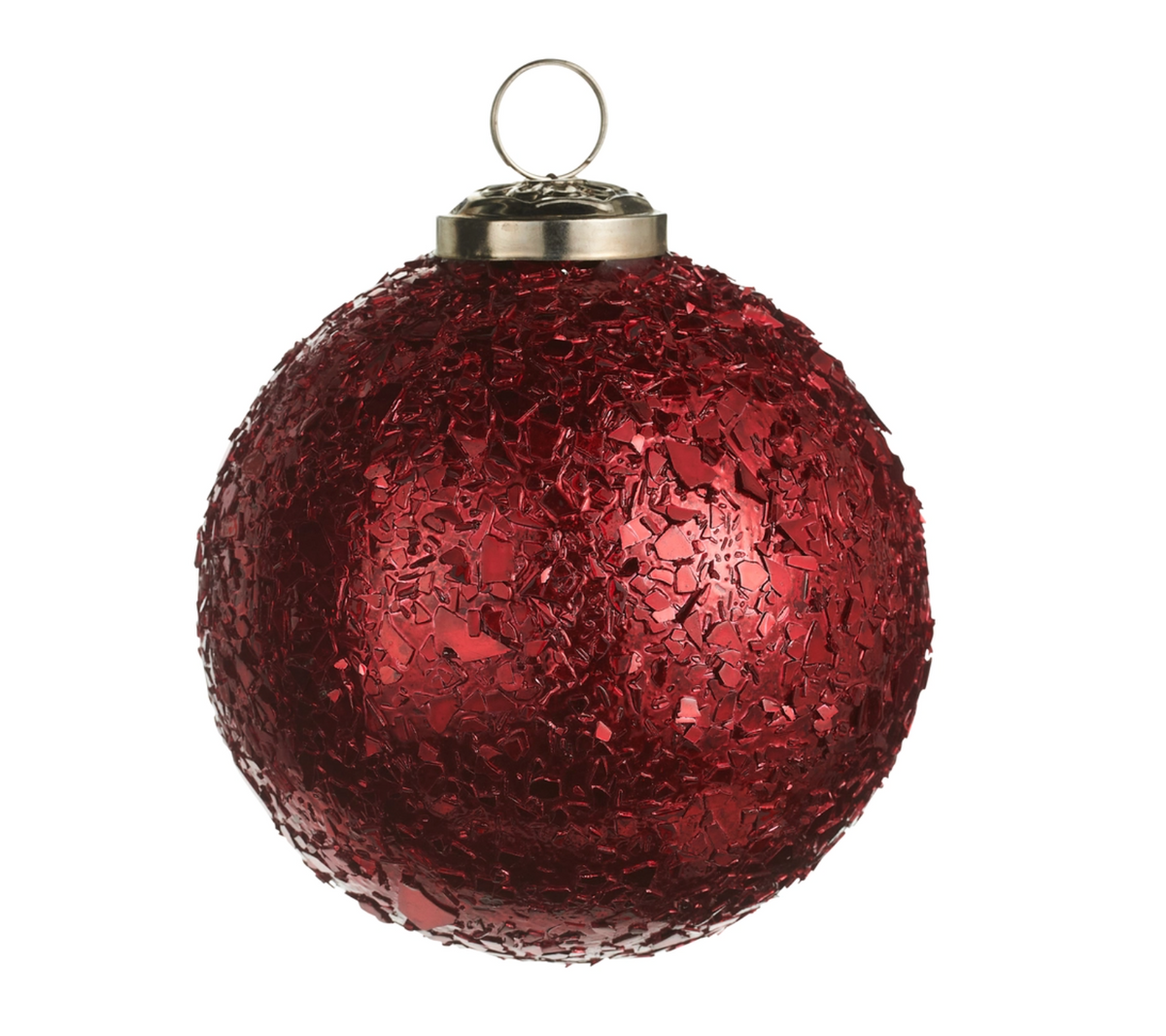4" Red Chunky Glittered Ball Ornament