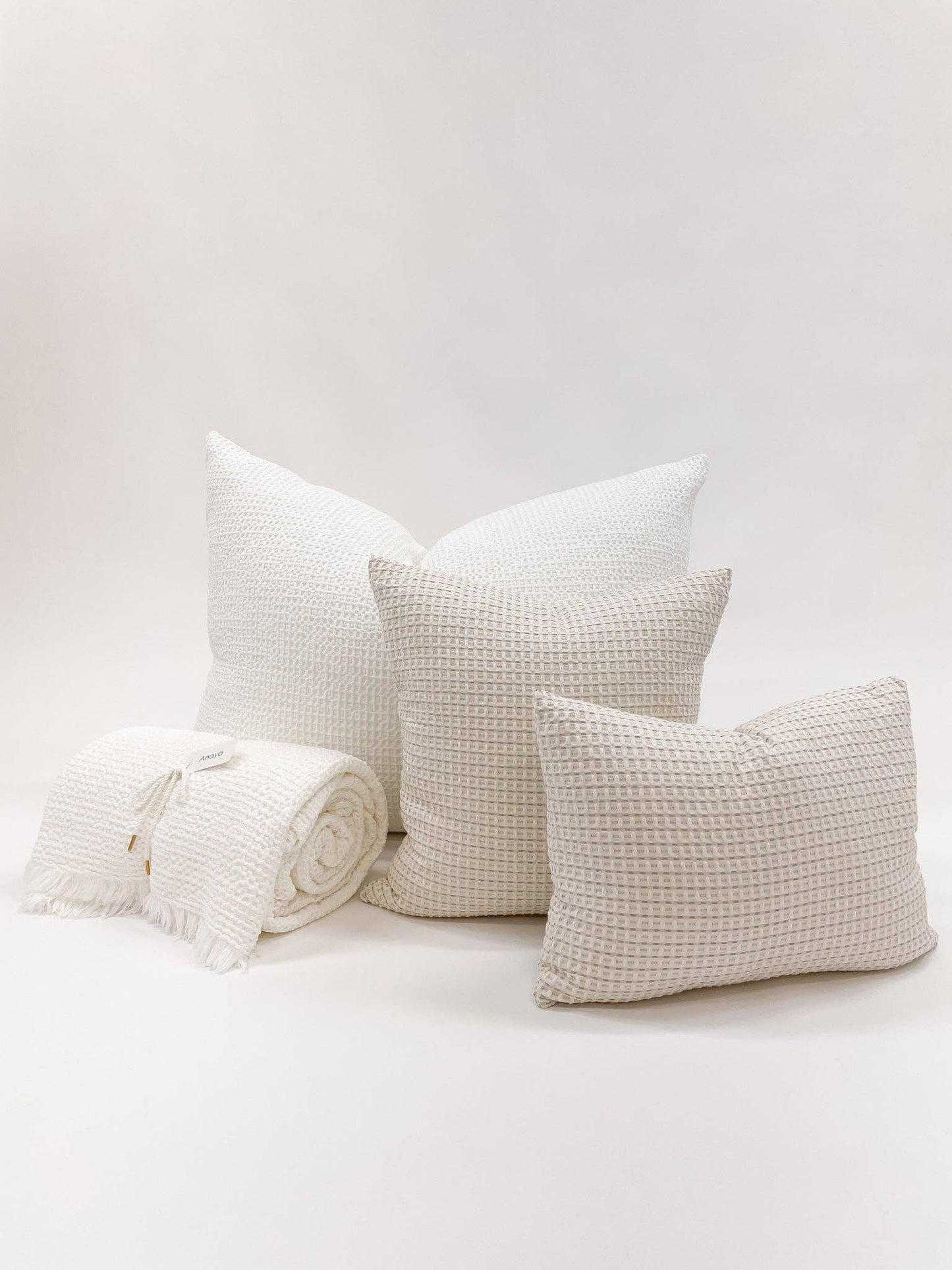 Oyster Waffle Weave Pillow