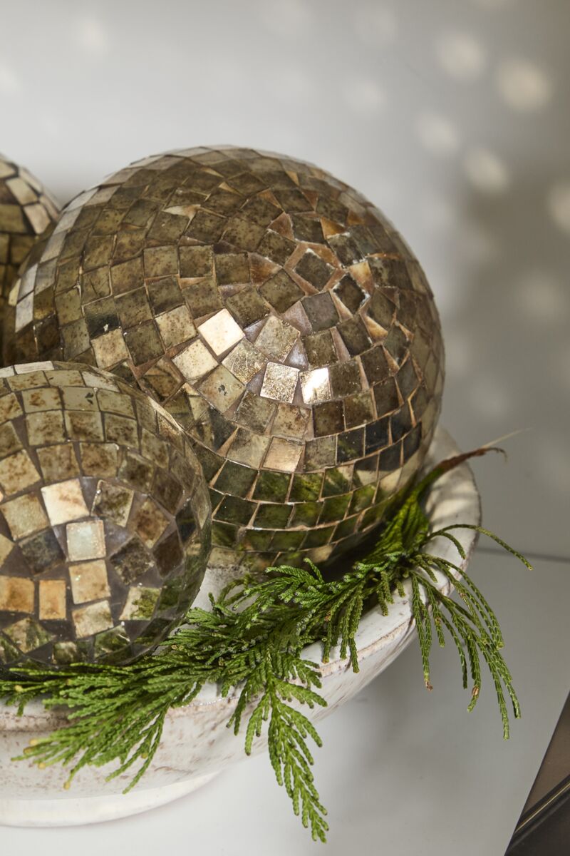 Antique Brass Disco Ball Christmas Ornament, 2 Sizes