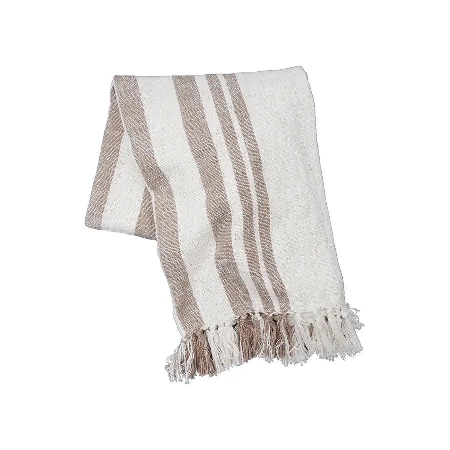 Laguna Striped Fringe Throw Blanket, 2 Colors