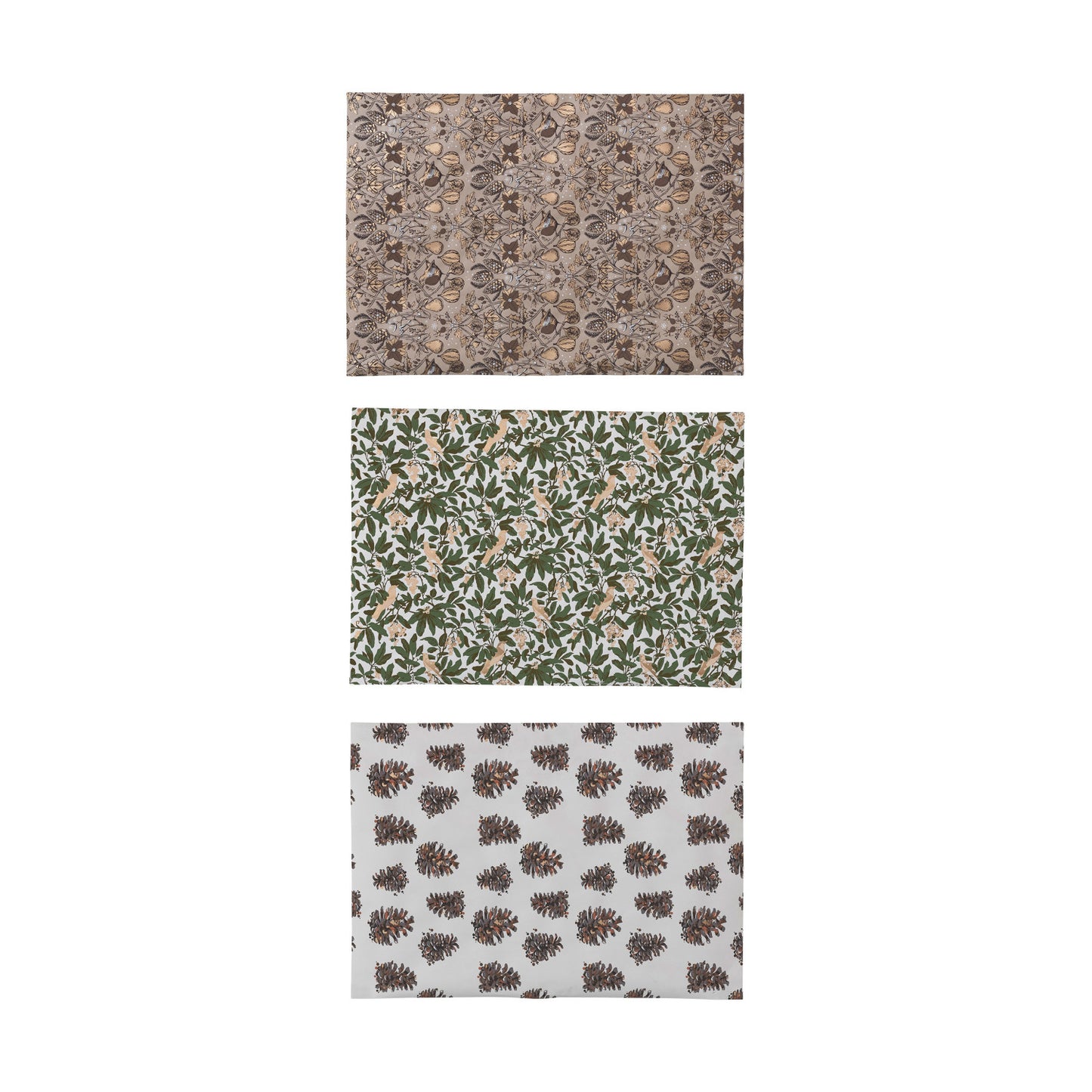 Wrapping Paper Sheets w/ Patterns, 3 Styles, Set of 12 Rolls in Kraft Display Box