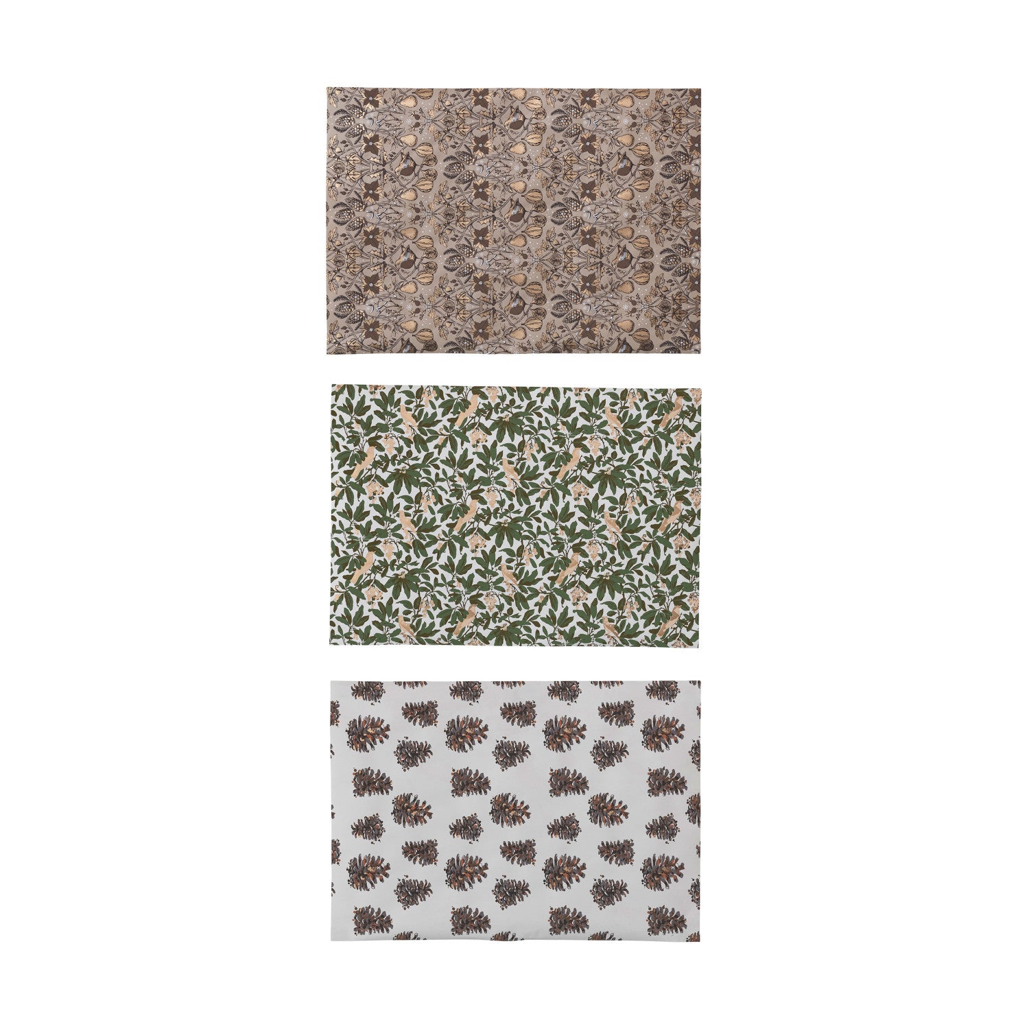 Wrapping Paper Sheets w/ Patterns, 3 Styles, Set of 12 Rolls in Kraft Display Box