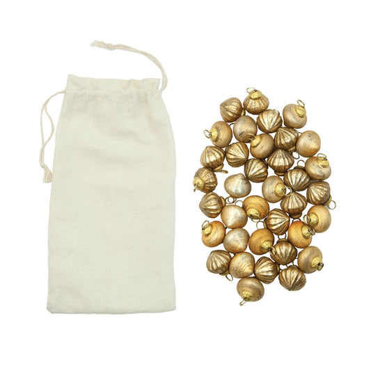 Embossed Mercury Ornaments in Muslin Bag