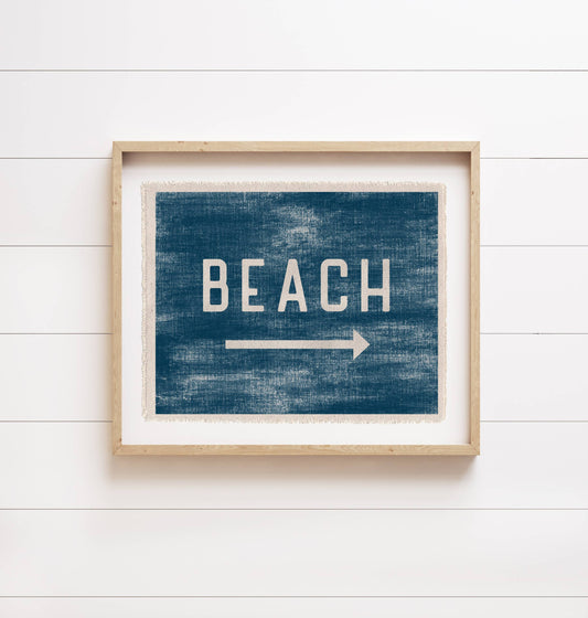 Beach Sign Canvas Framed Art