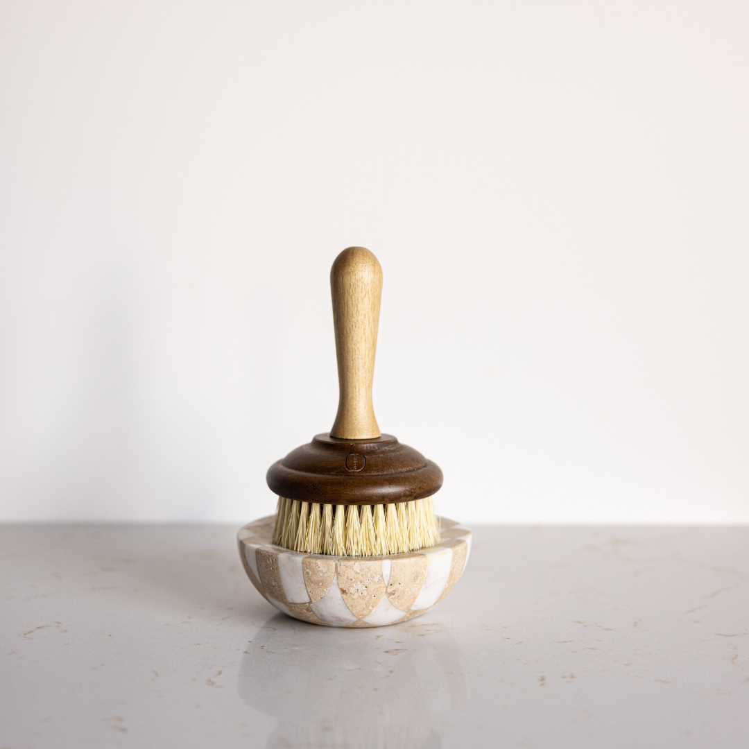 Checkered Travertine & Marble Soap Dish