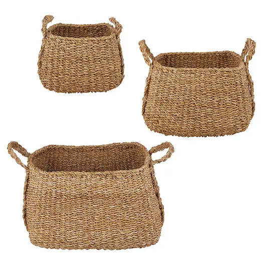 Square Basket with Handles -  Set of 3