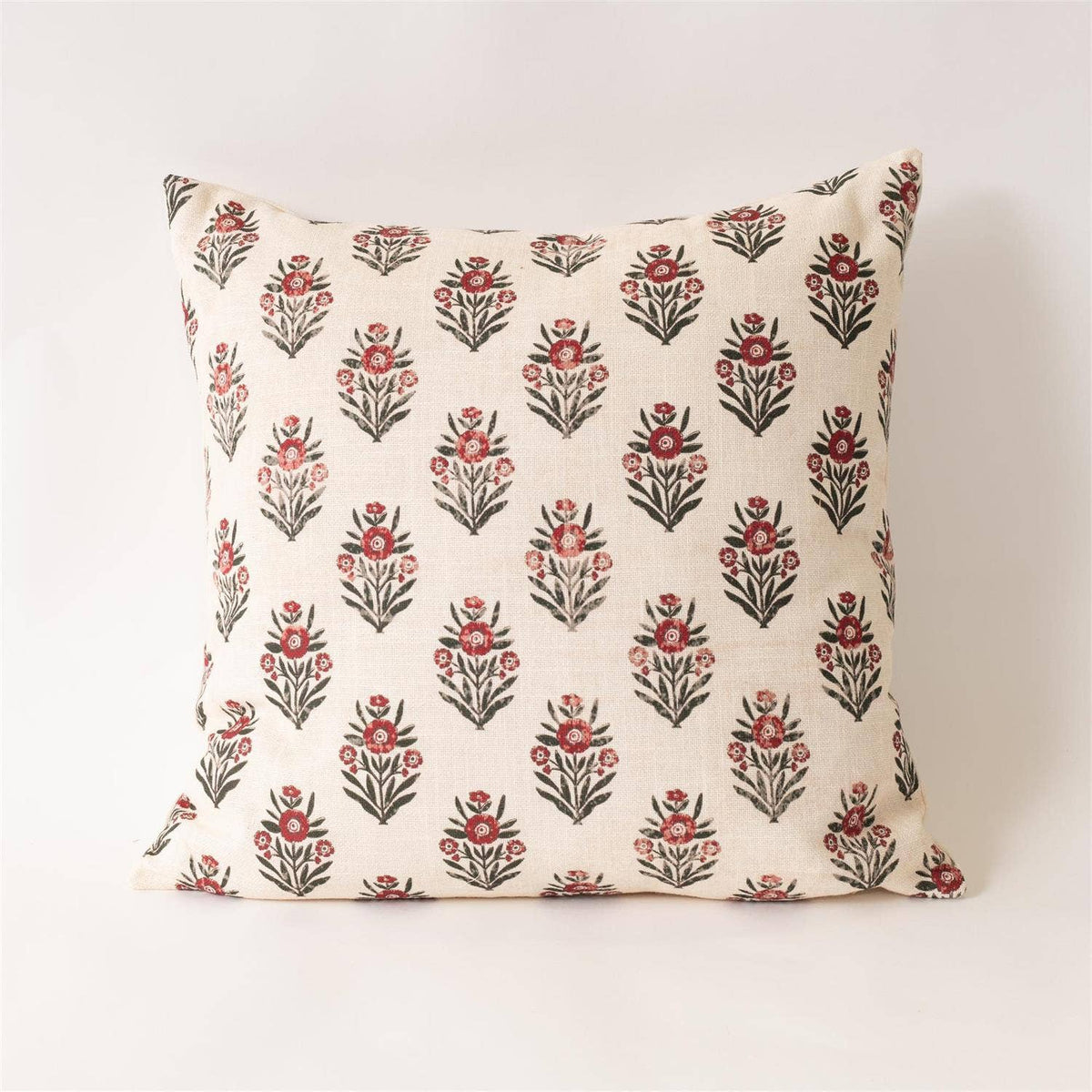Holiday Crimson Block Print Throw Pillow