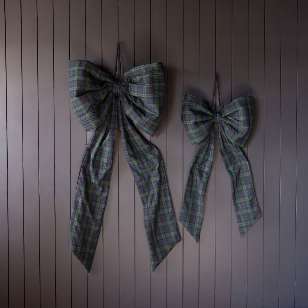 Oversized Plaid Green Bow