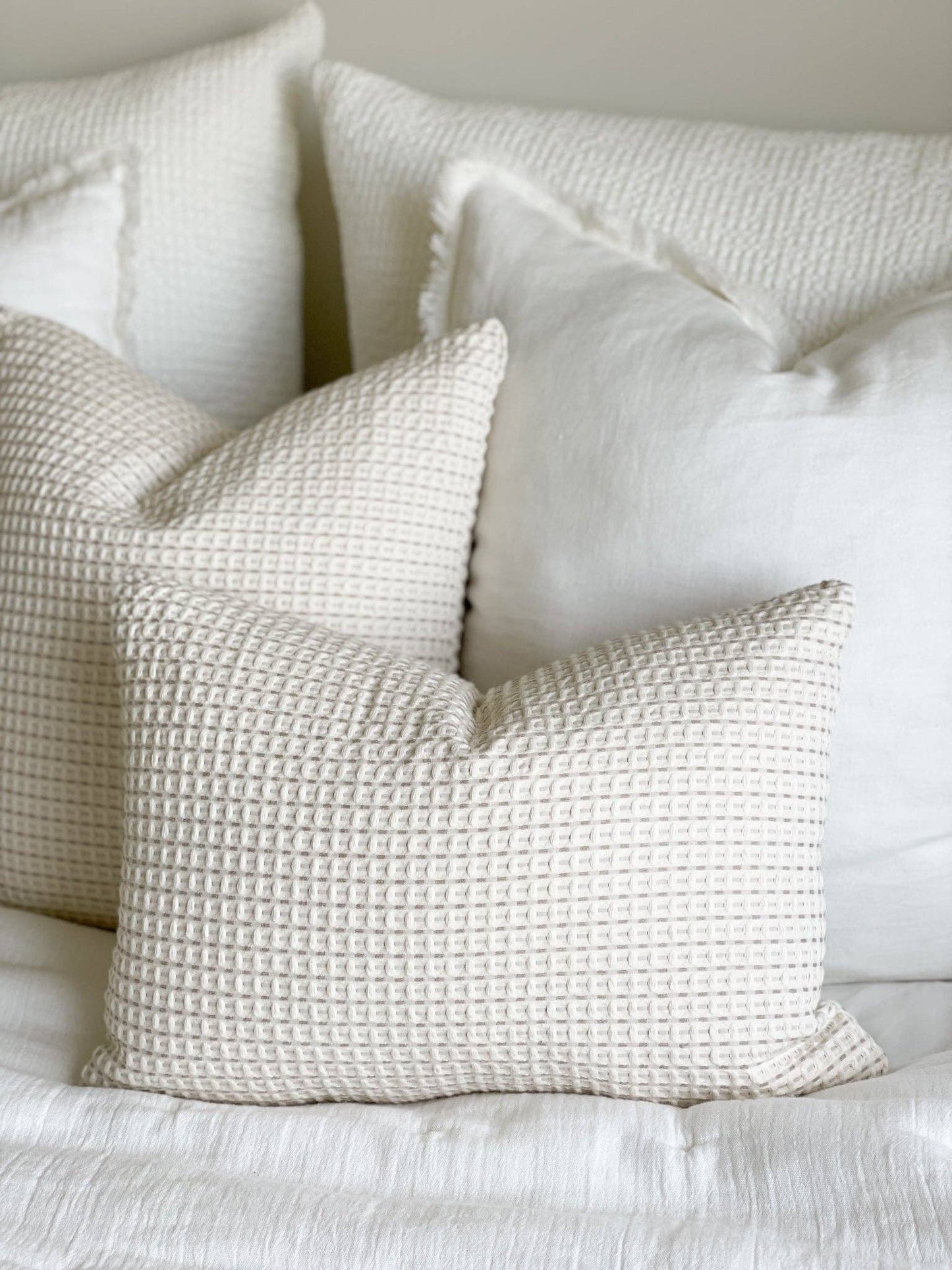 Oyster Waffle Weave Pillow