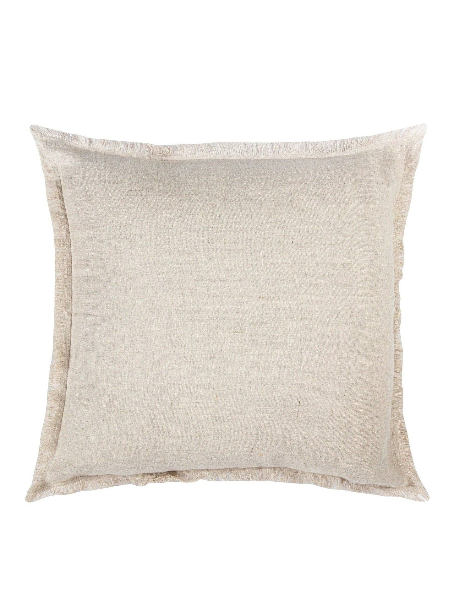 Khaki Fringe Linen Pillow