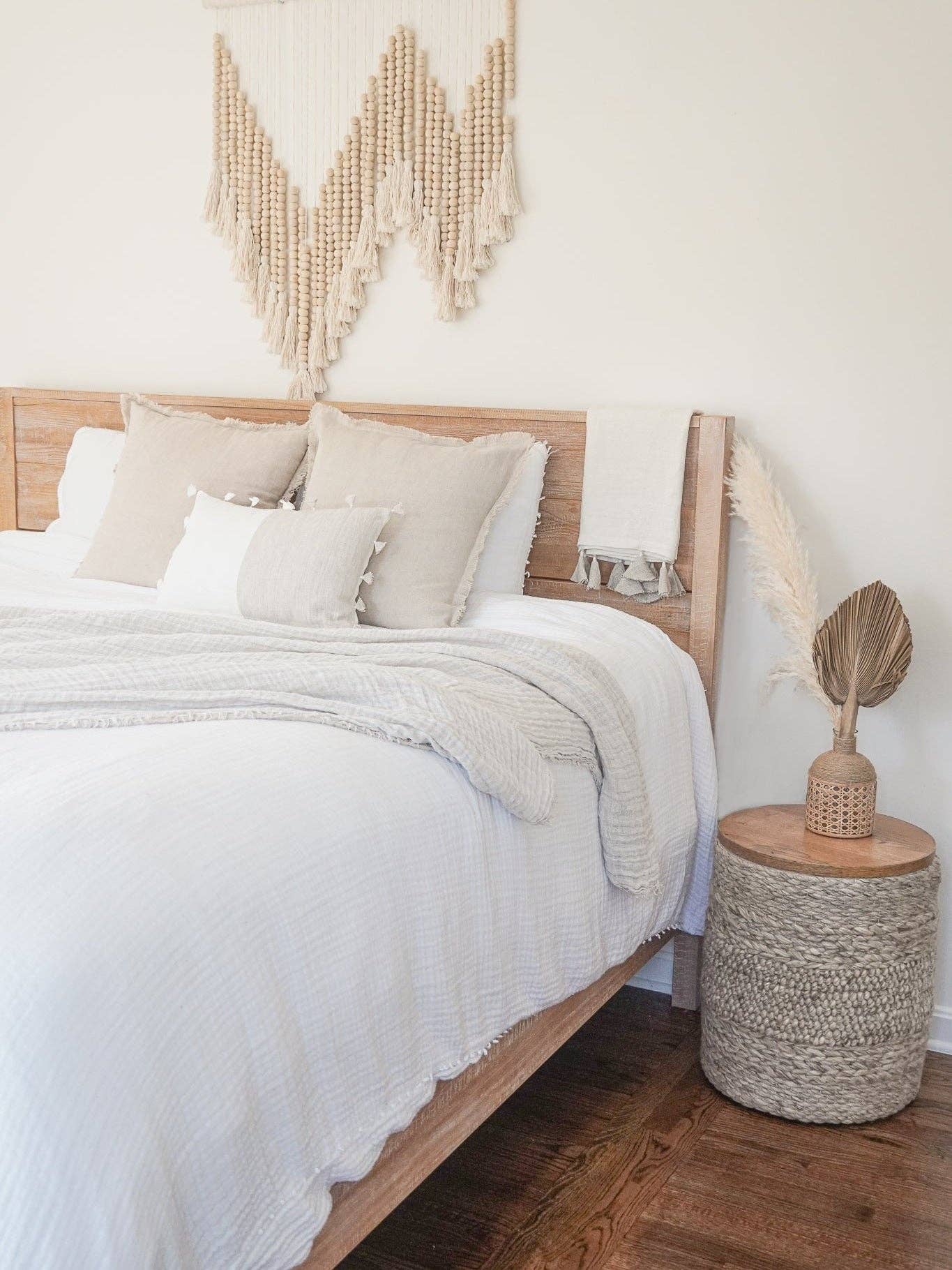 Khaki Fringe Linen Pillow