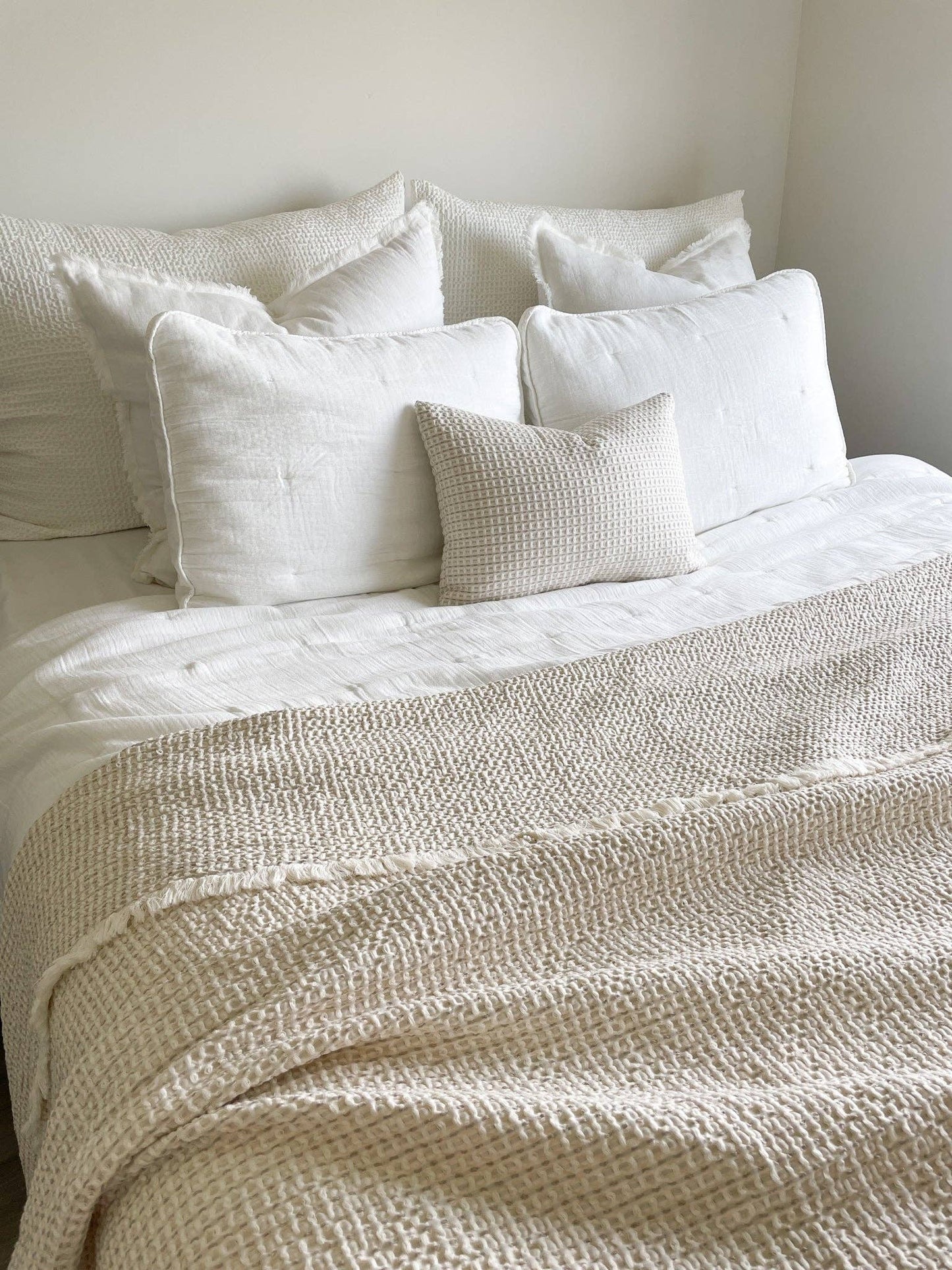 Oyster Waffle Weave Pillow