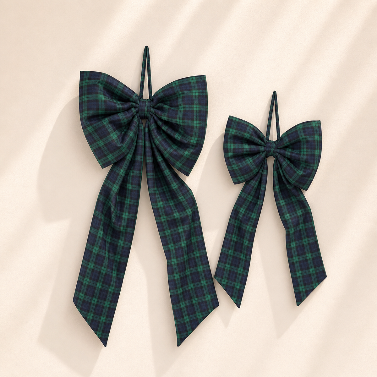 Oversized Plaid Green Bow
