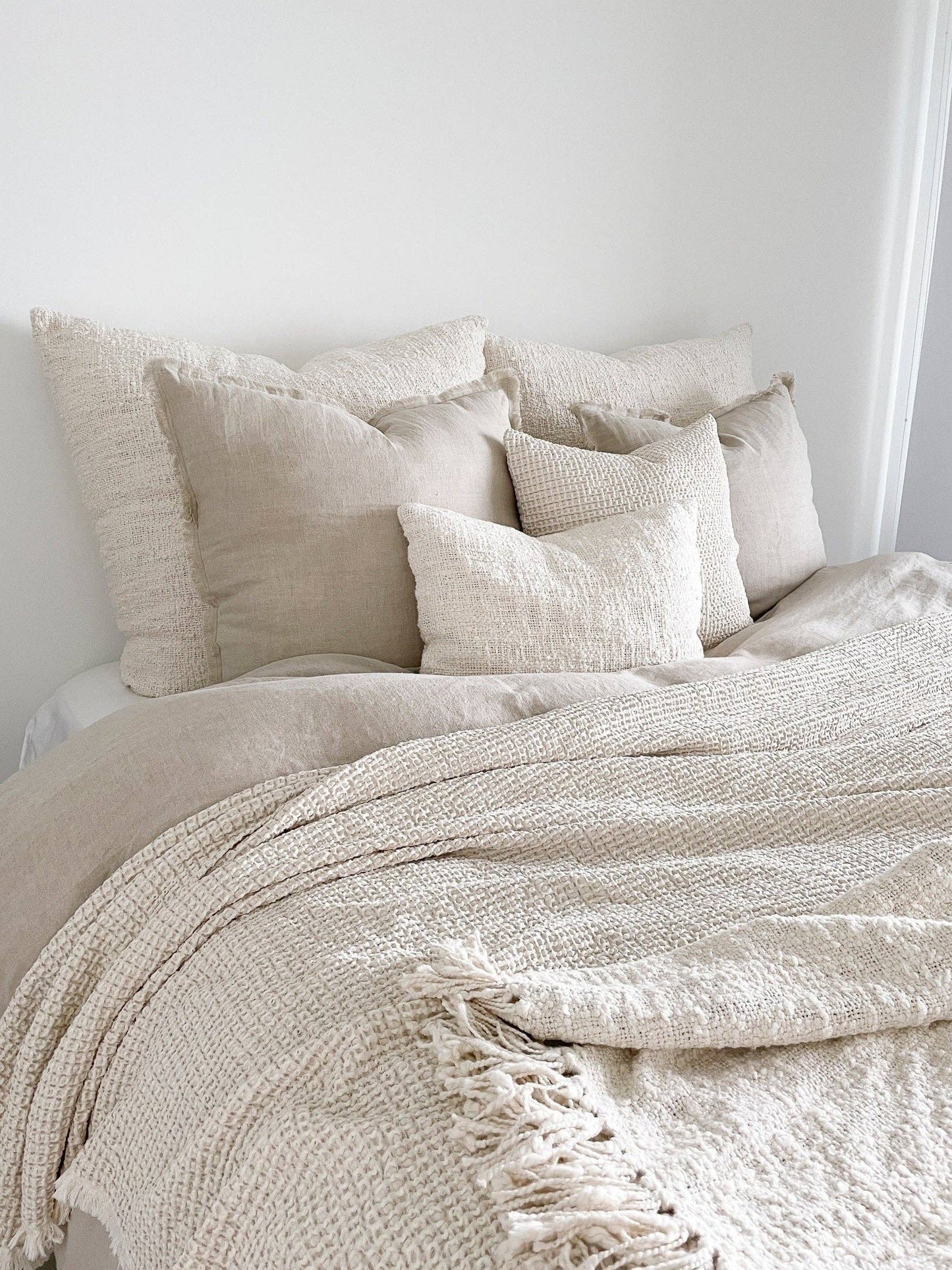 Khaki Fringe Linen Pillow