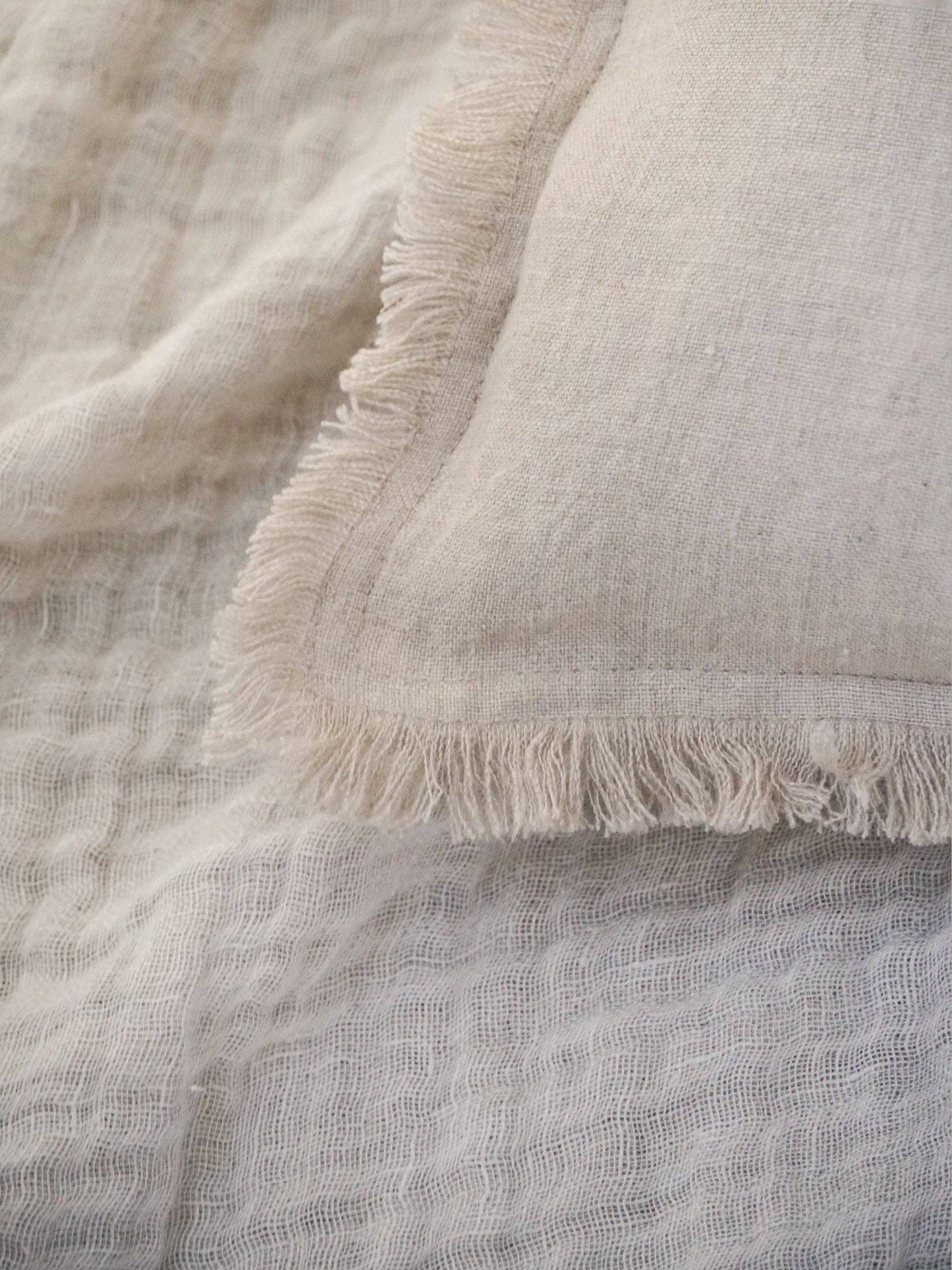 Khaki Fringe Linen Pillow