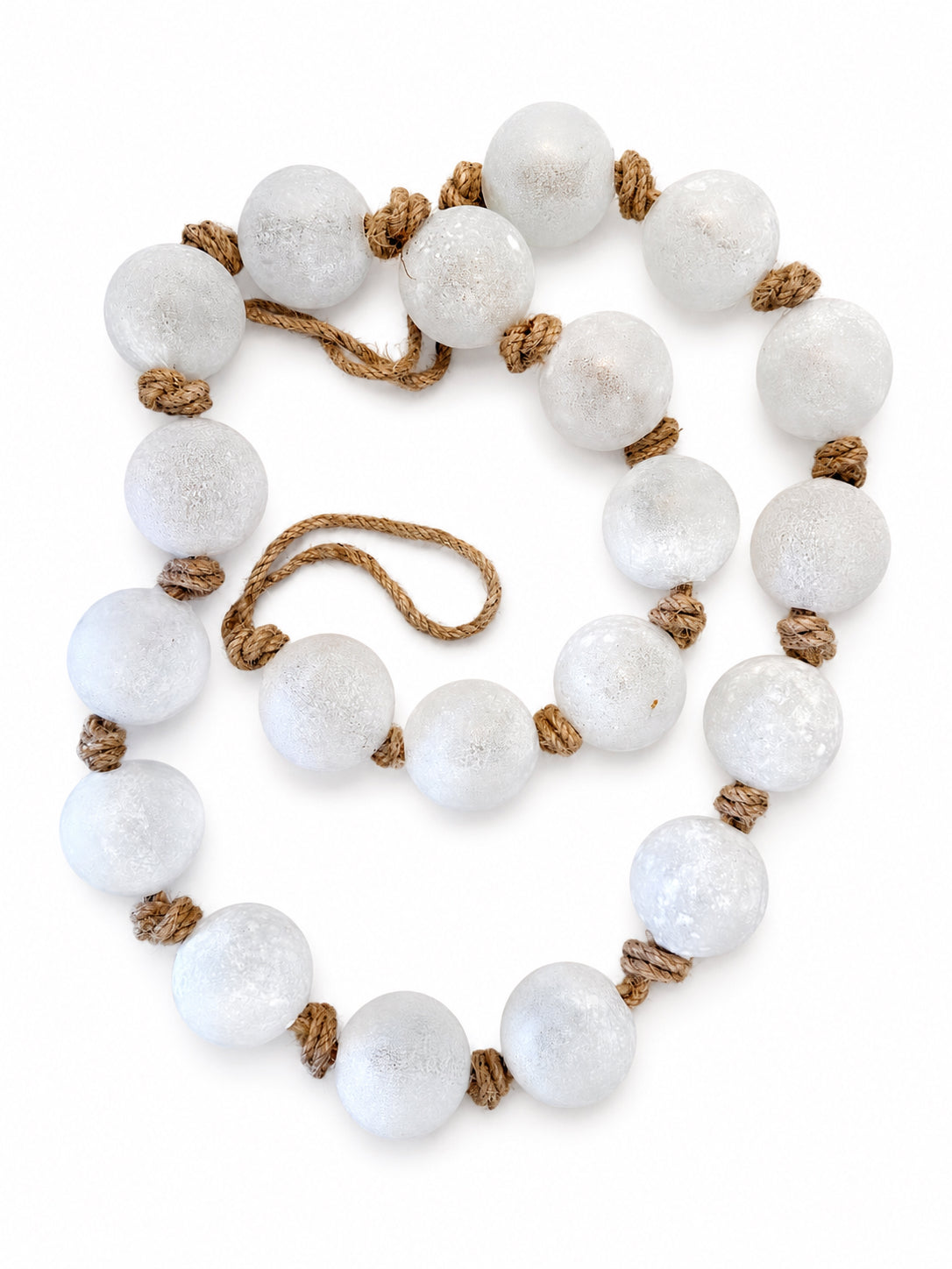 White Handblown Glass Bead Garland