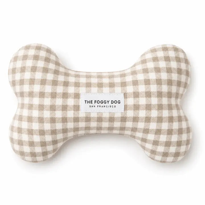 Mushroom Brown Gingham Dog Squeaky Toy