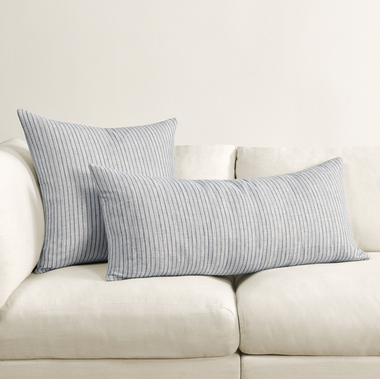 Blue Stripe Linen Throw Pillow, 2 Sizes