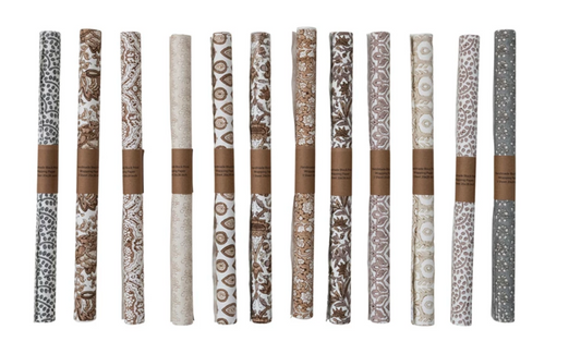 Handmade Block Print Recycled Gift Wrapping Paper, 12 Styles