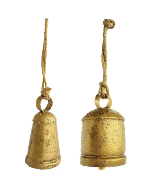 Antique Brass Finish Bell Ornament, 2 Styles