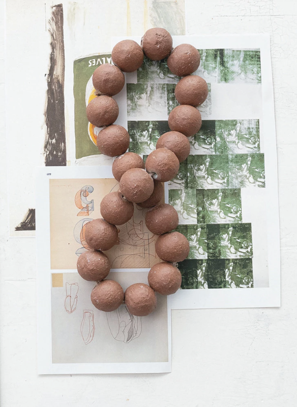 Cement Beads, Distressed Finish, Brown