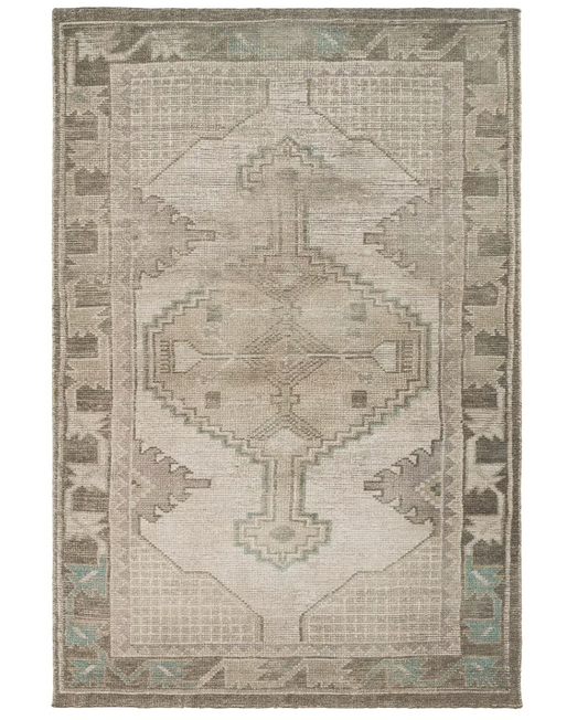 Vintage-Inspired Handwoven Rug, Green Bay