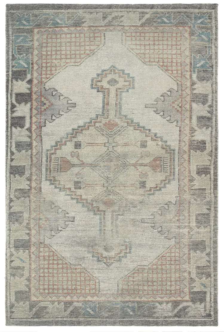 Vintage-Inspired Handwoven Rug, Oil Blue