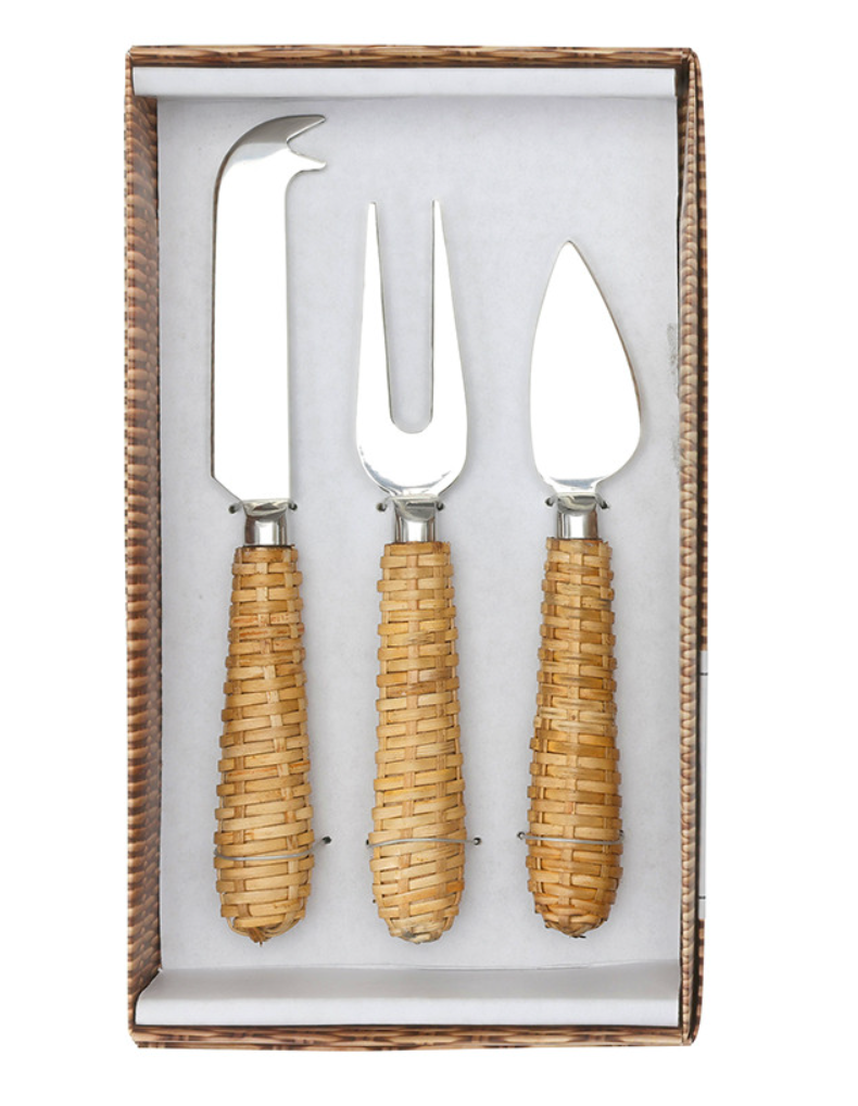 Rattan Cheese Knives - Set of 3