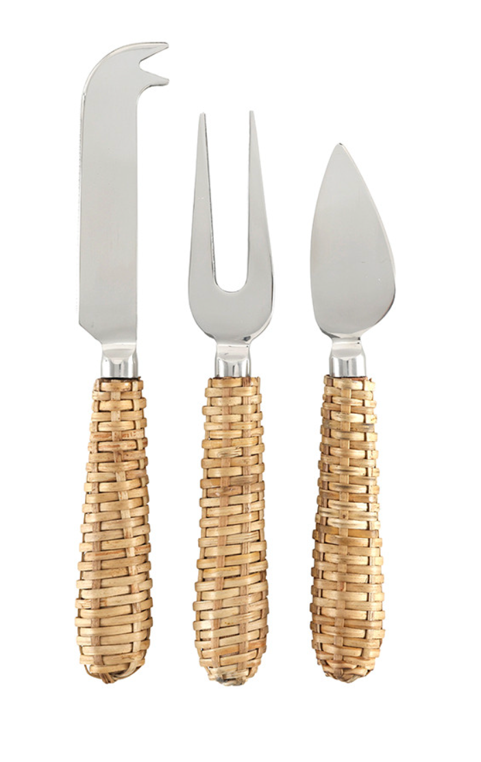 Rattan Cheese Knives - Set of 3