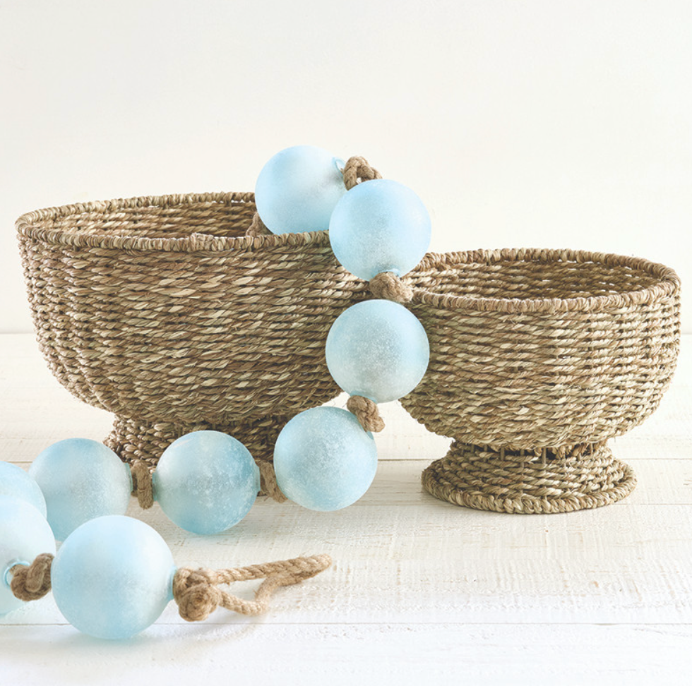 Blue Handblown Glass Bead Garland