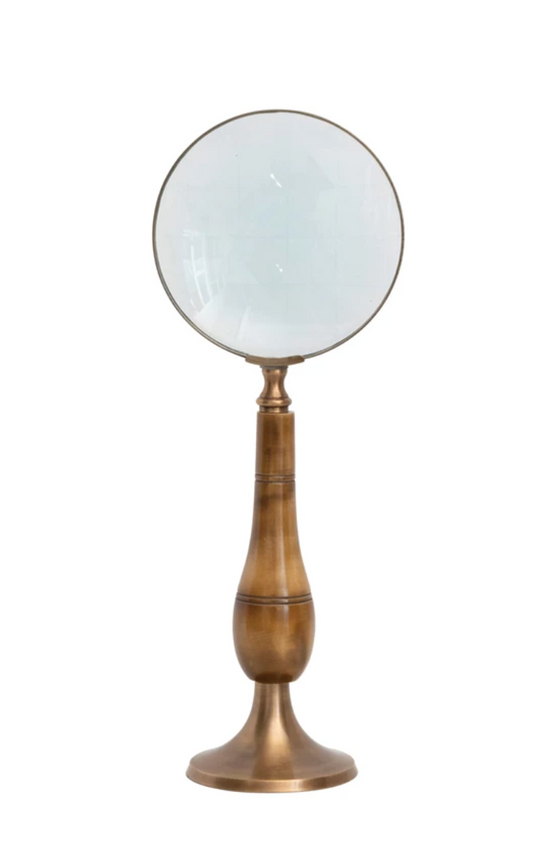 Brass & Bone Magnifying Glass on Stand