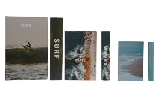 Coastal Inspired Canvas Book Storage Boxes, Set of 3