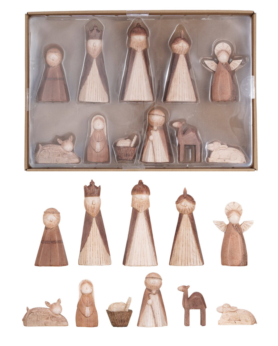 Carved Wood Nativity Set