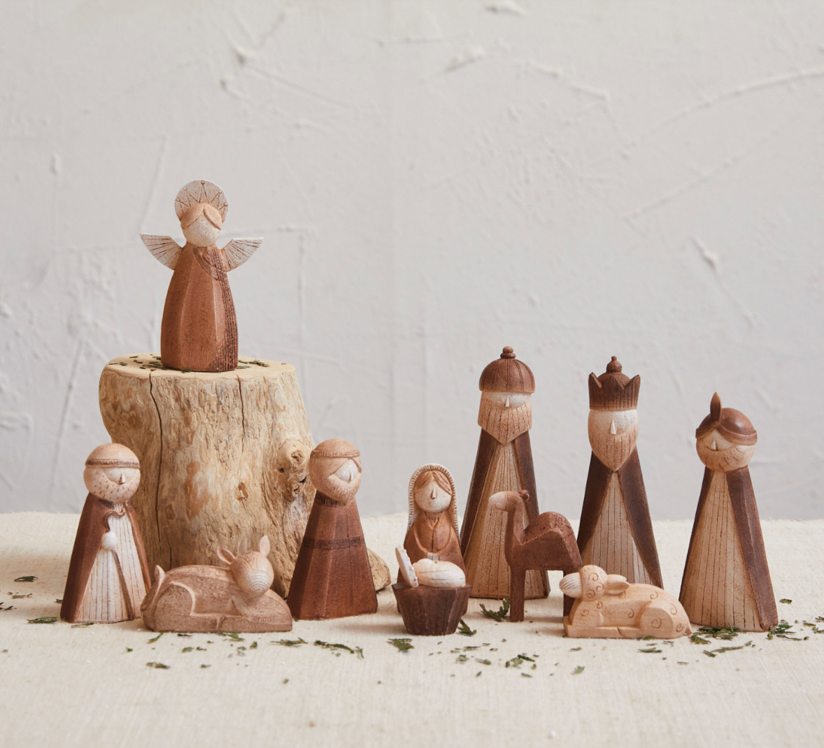 Carved Wood Nativity Set