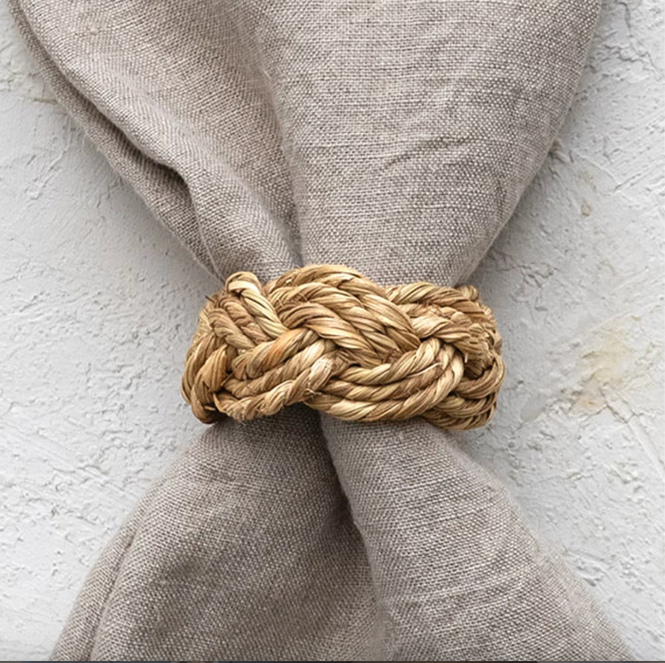 Round Braided Seagrass Napkin Rings, Set of 4