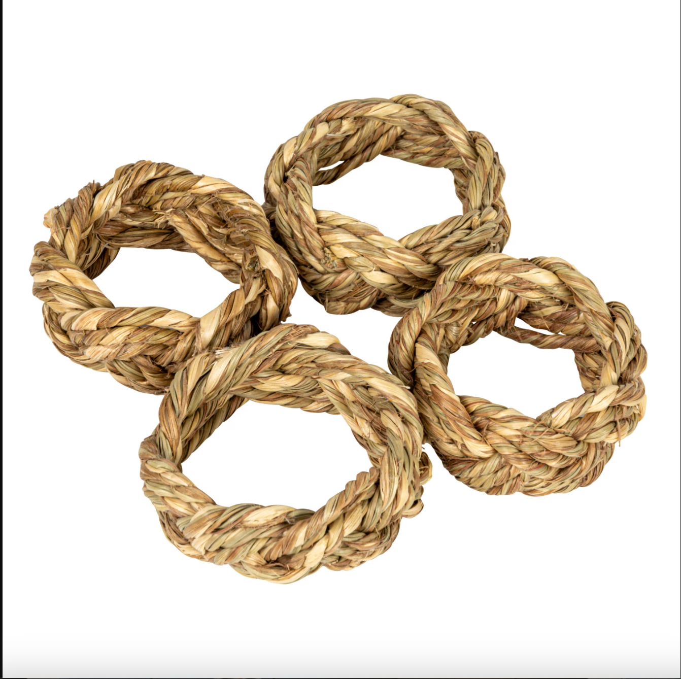 Round Braided Seagrass Napkin Rings, Set of 4